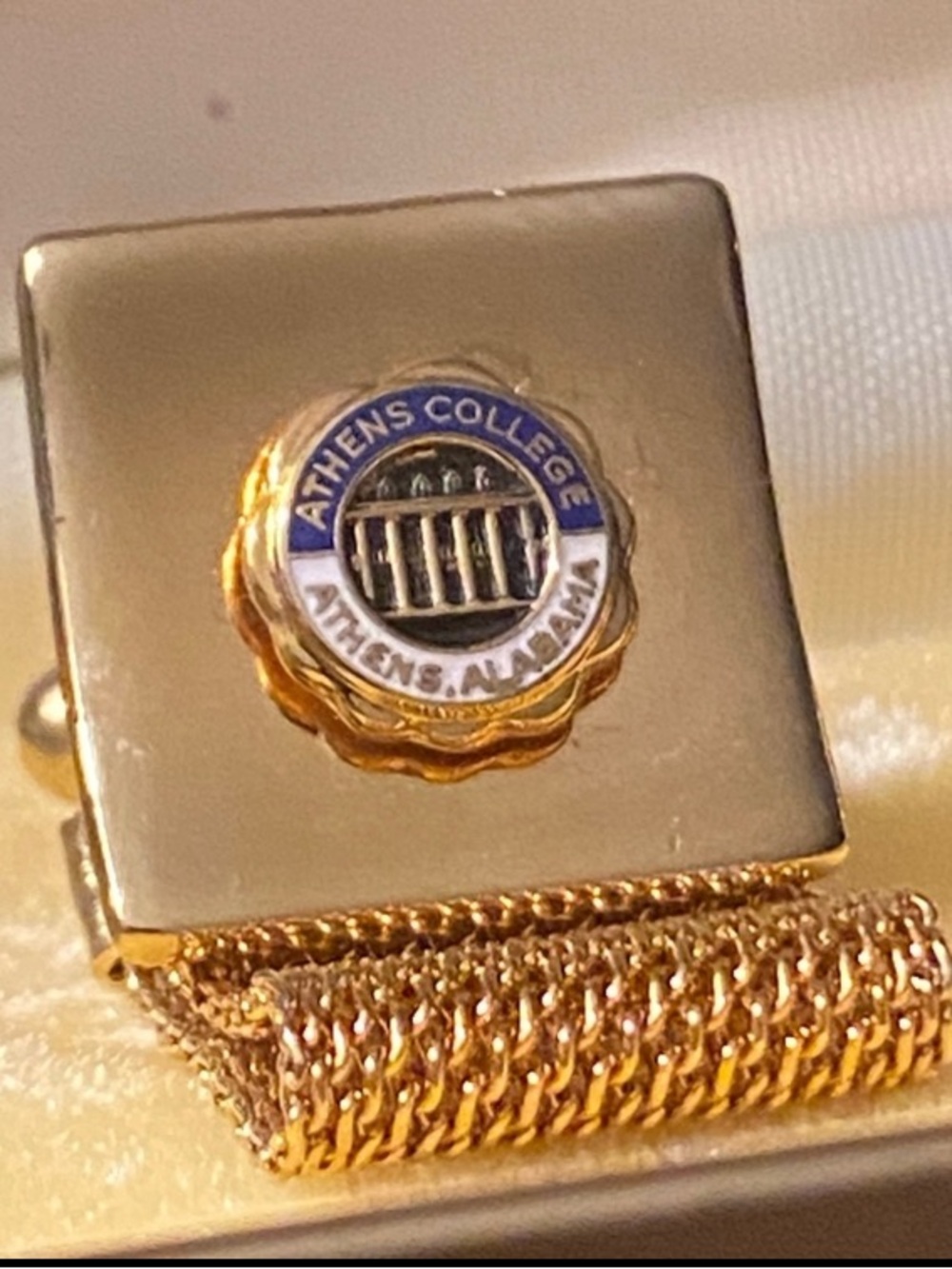 Vintage Men’s Cufflinks Athens College Athens Alabama Gold Metal in The Box